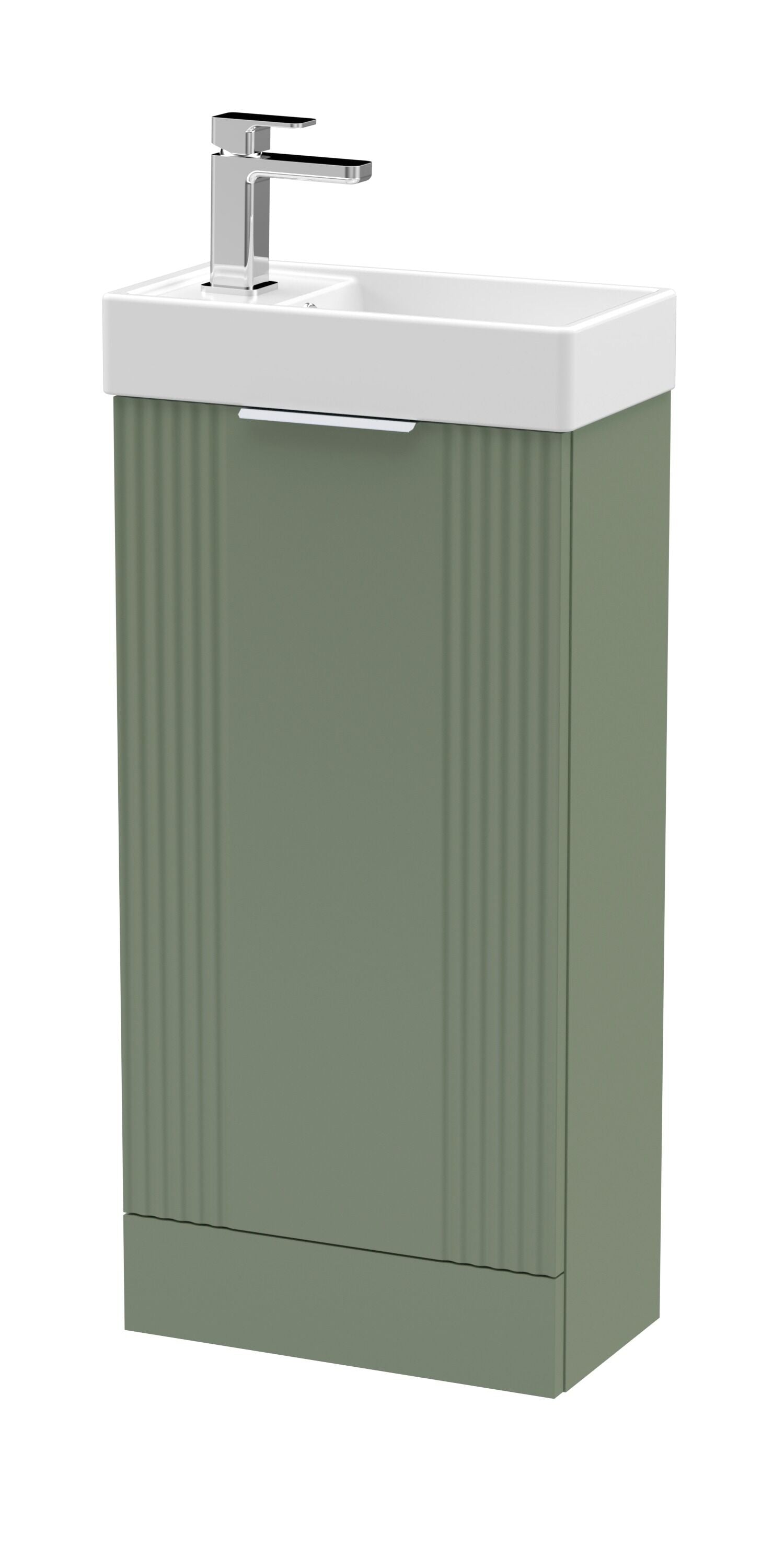 Deco Compact Floor Standing 1 Door Vanity Basin Unit & Ceramic Basin, 400mm