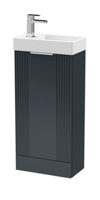Deco Compact Floor Standing 1 Door Vanity Basin Unit & Ceramic Basin, 400mm