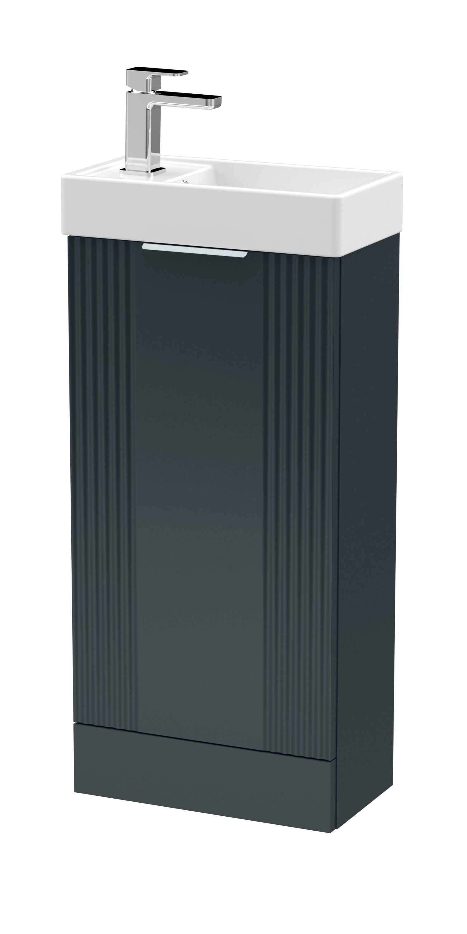 Deco Compact Floor Standing 1 Door Vanity Basin Unit & Ceramic Basin, 400mm