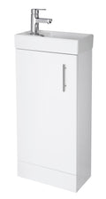 Nuie Vault 400mm Gloss White Floor Standing 1 Door Compact Vanity Unit with Ceramic Basin