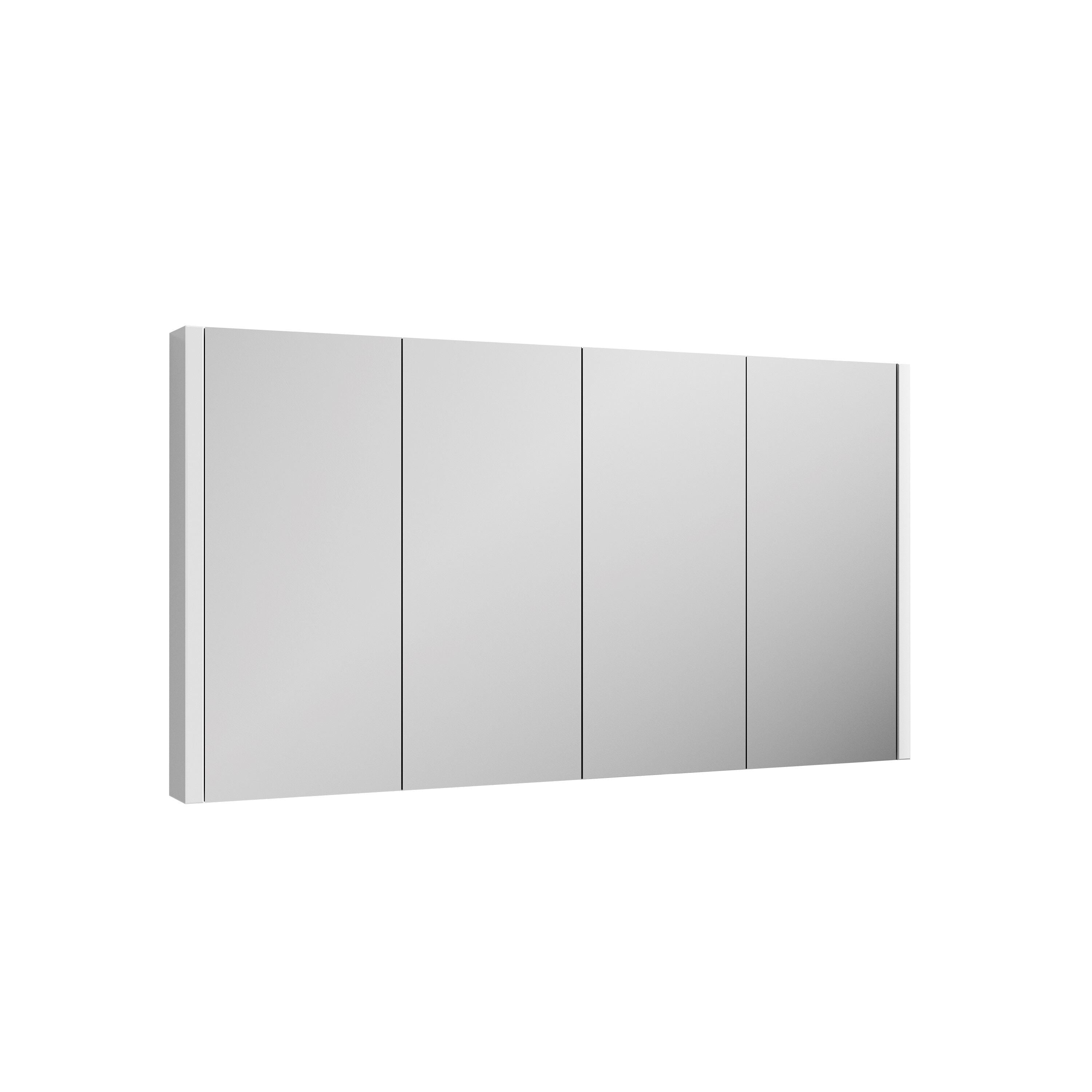 Nuie Eden 1180mm 4 Door Gloss White Wall Hung Mirror Cabinet With Handles