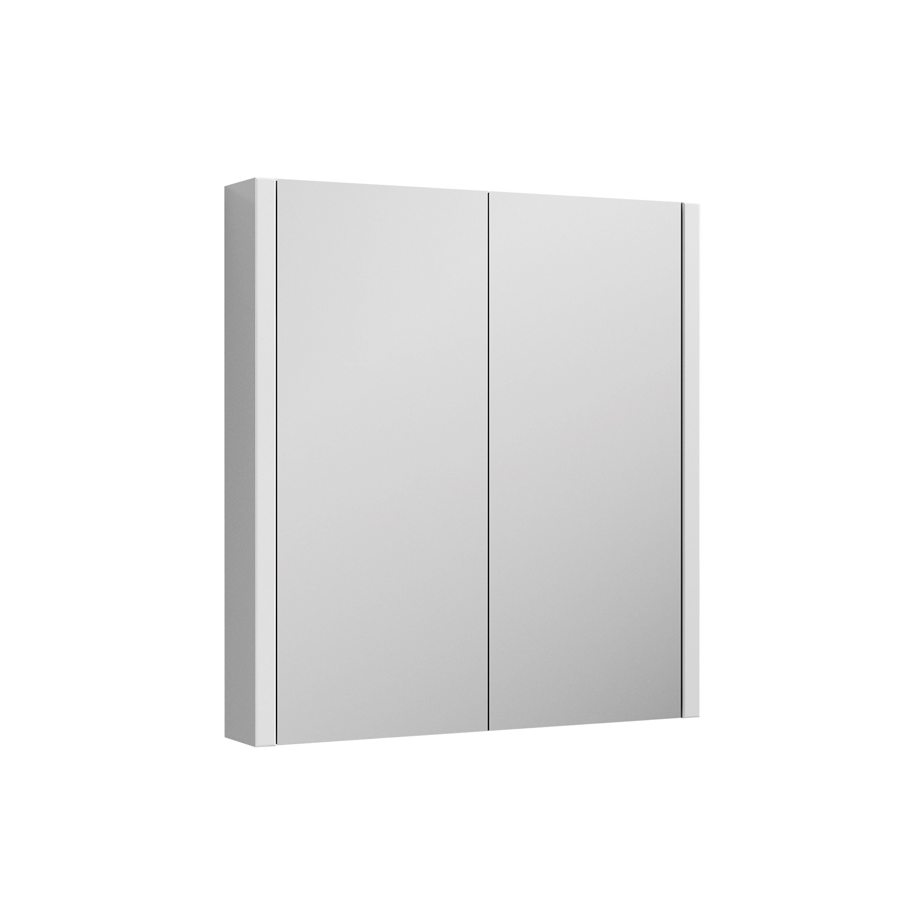 Nuie Eden 617mm 2 Door Gloss White Wall Hung Mirror Cabinet With Handles