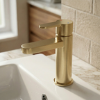 Arvan Mono Basin Mixer With Push Button Waste - Brushed Brass