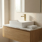 Arvan Mono Basin Mixer With Push Button Waste - Brushed Brass