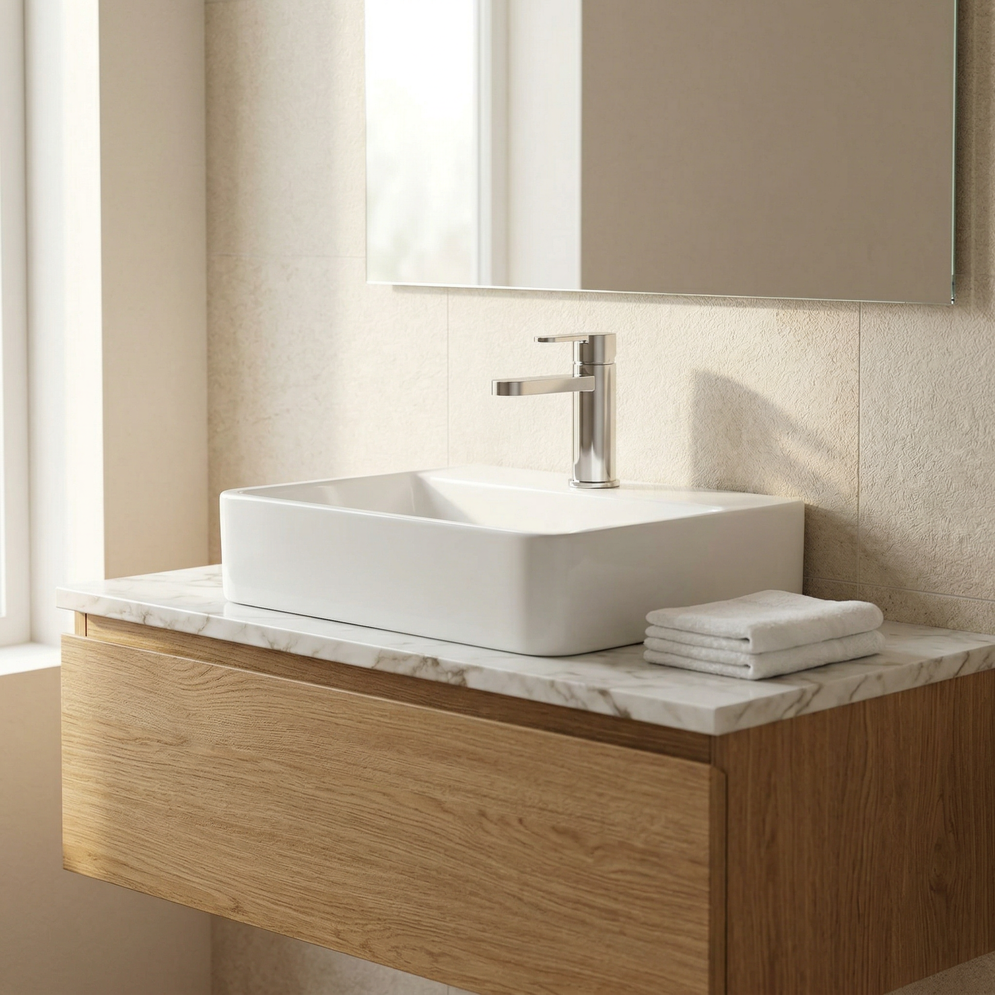 Arvan Mono Basin Mixer With Push Button Waste - Chrome Finish