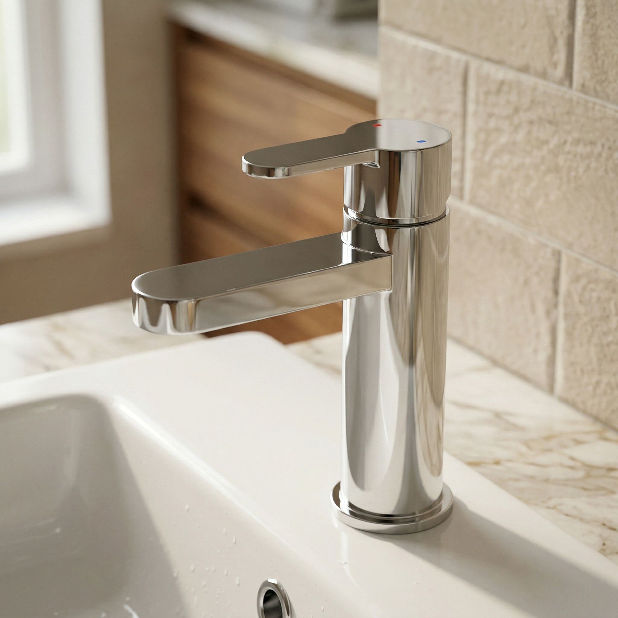Arvan Mono Basin Mixer With Push Button Waste - Chrome Finish