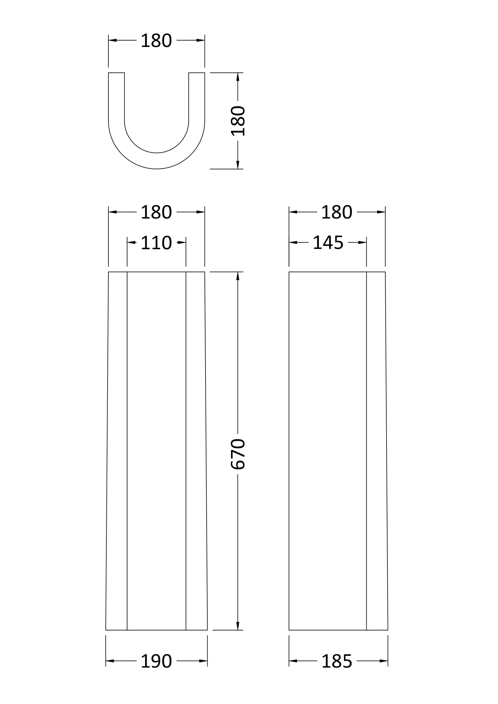 Nuie Melbourne 670mm White Contract Full Pedestal