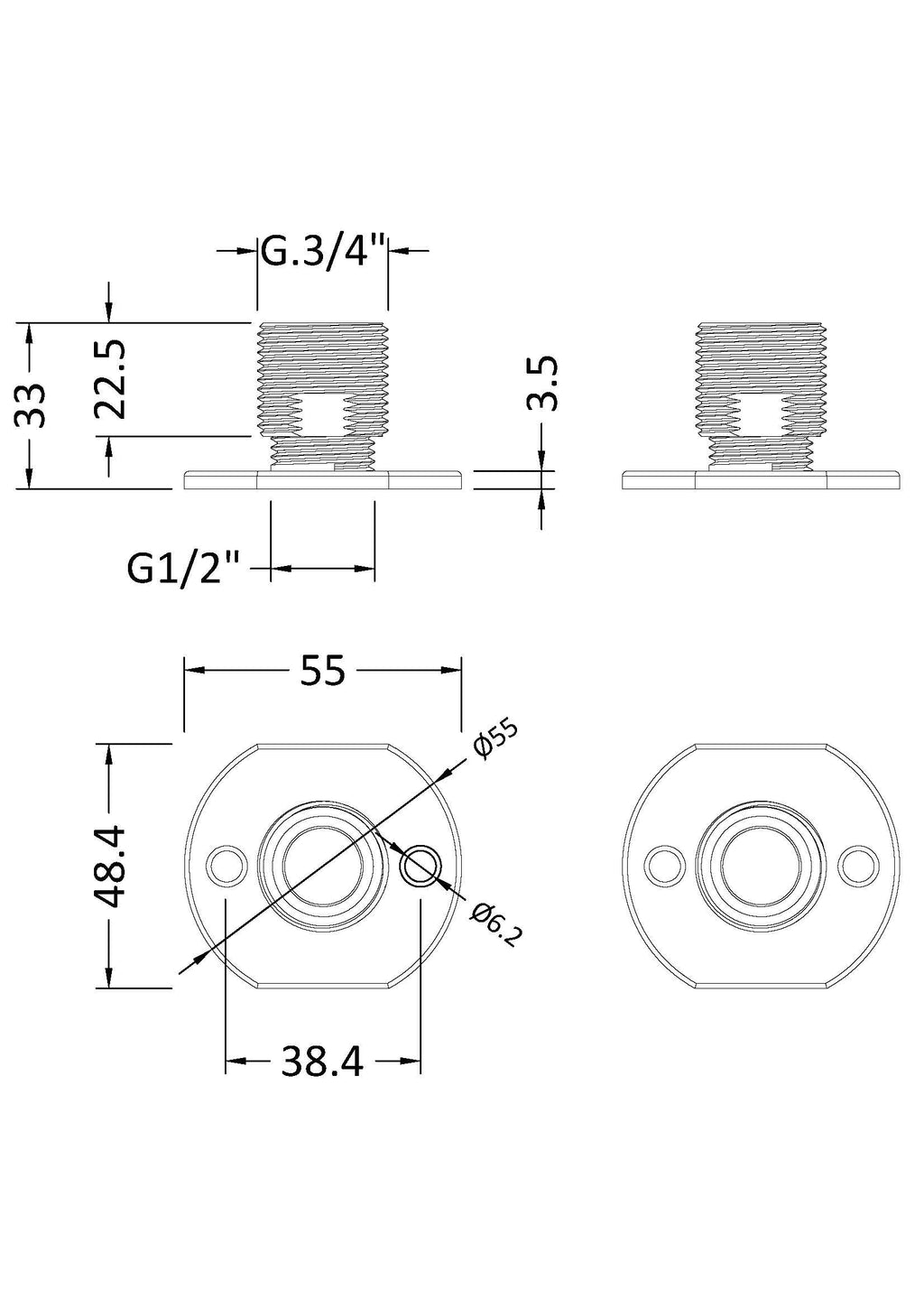 Nuie Chrome Fast-Fit Bracket for Bar Thermostats