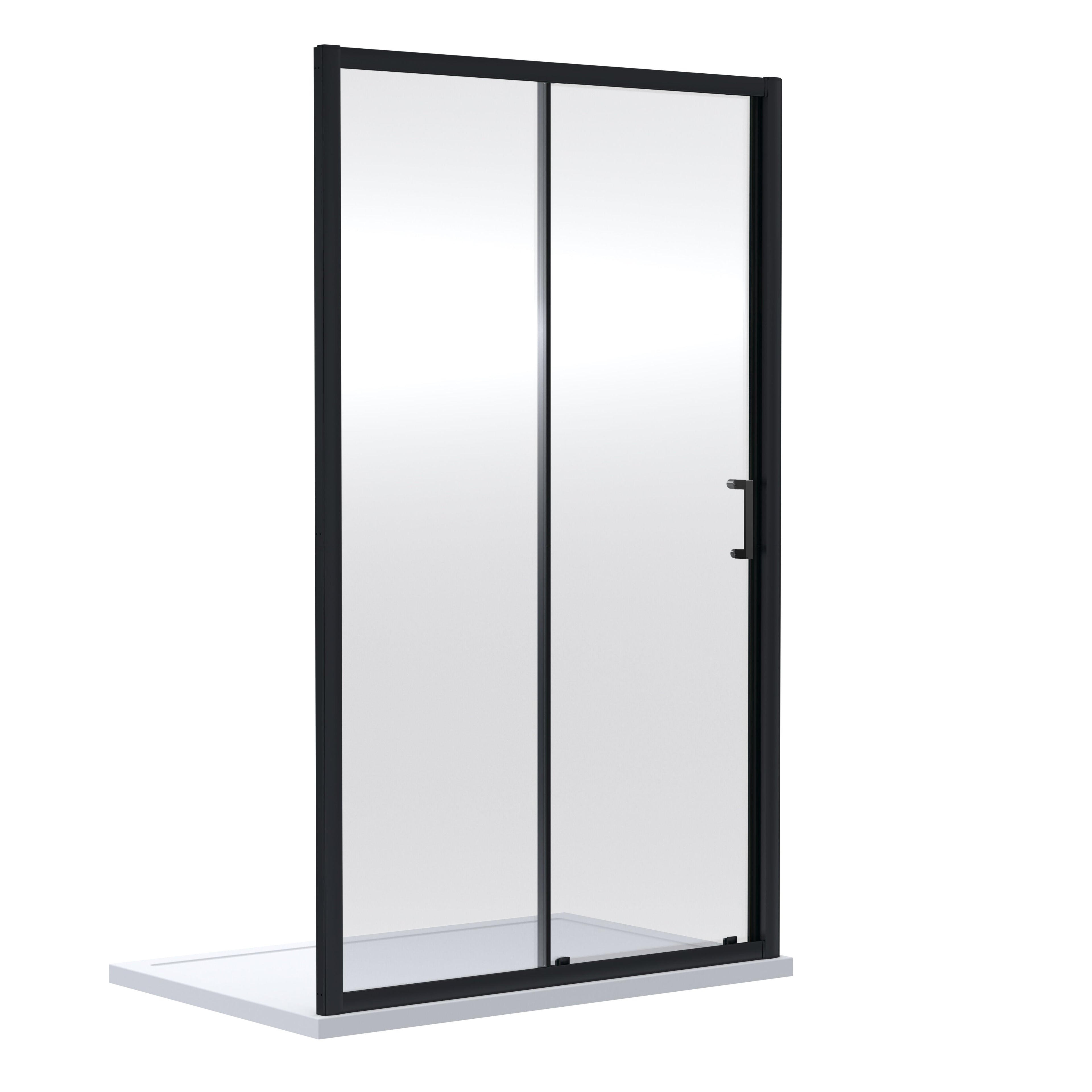 Nuie Rene 1190mm Framed Matt Black Sliding Shower Door