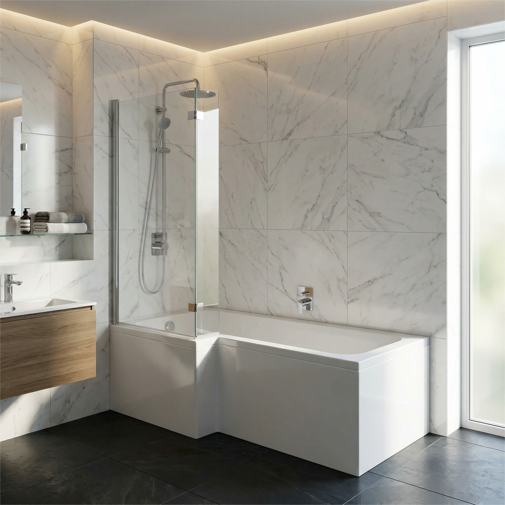 1800mm Left Hand Square Shower Bath