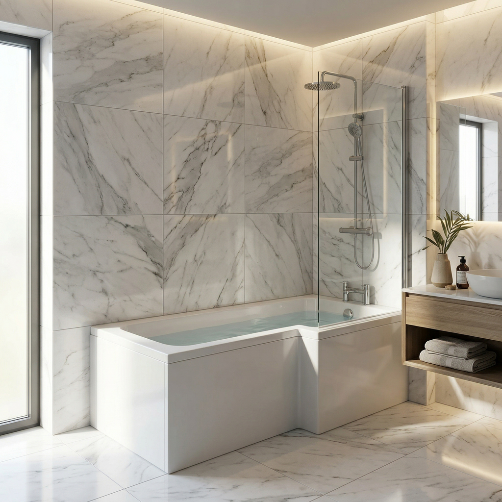 1800mm Right Hand Square Shower Bath