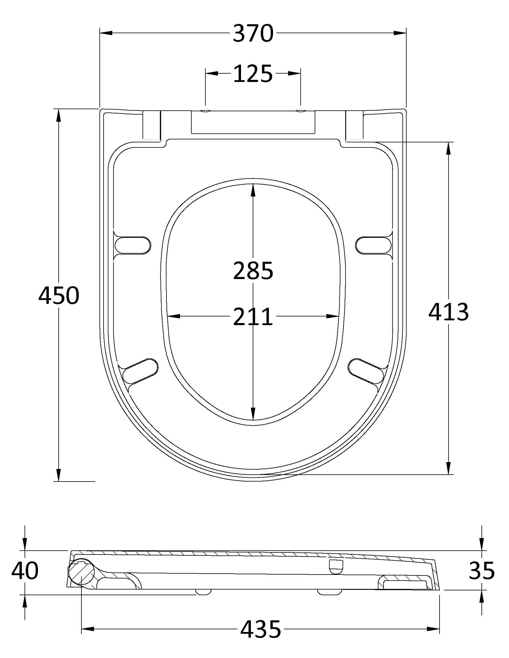 Nuie D-Shaped Soft Close Toilet Seat With Quick Release Hinge
