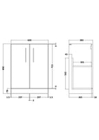 600mm Floor Standing 2 Door Unit (365 Deep)