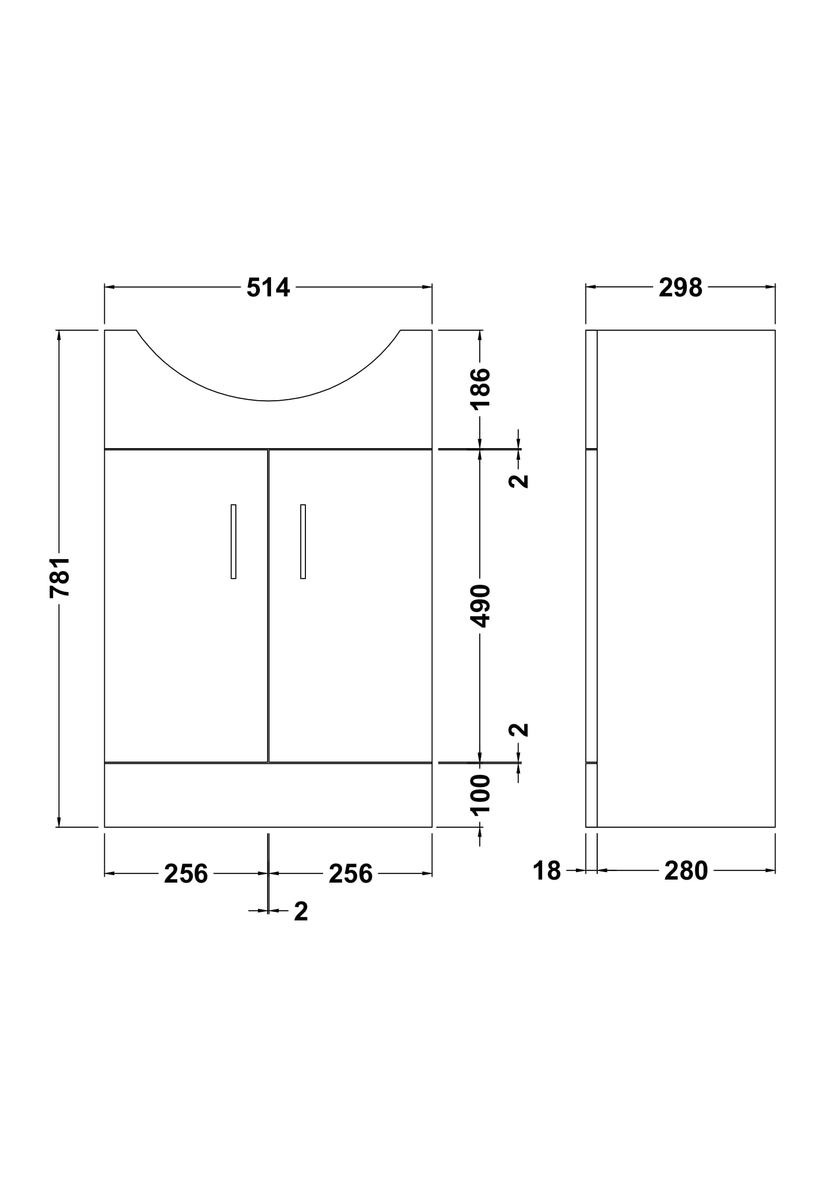 Mayford Floor Standing 2 Door Vanity Unit 550mm