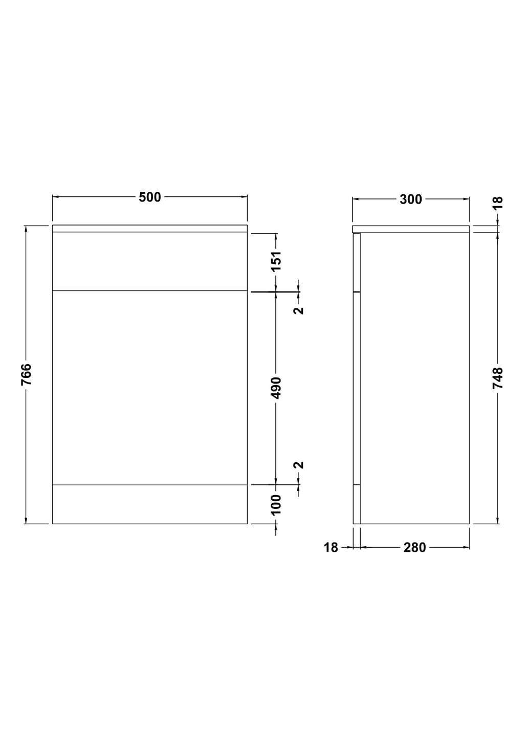 Nuie Mayford 500mm Gloss White Floor Standing WC Unit