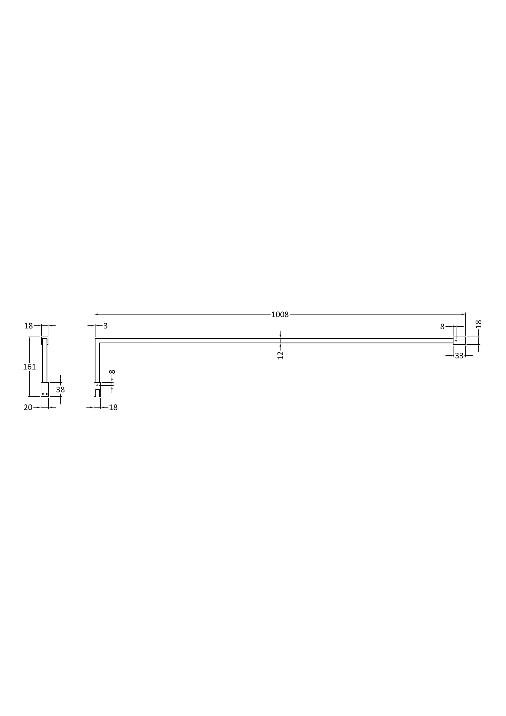 Nuie Chrome Wetroom Screen Support Arm