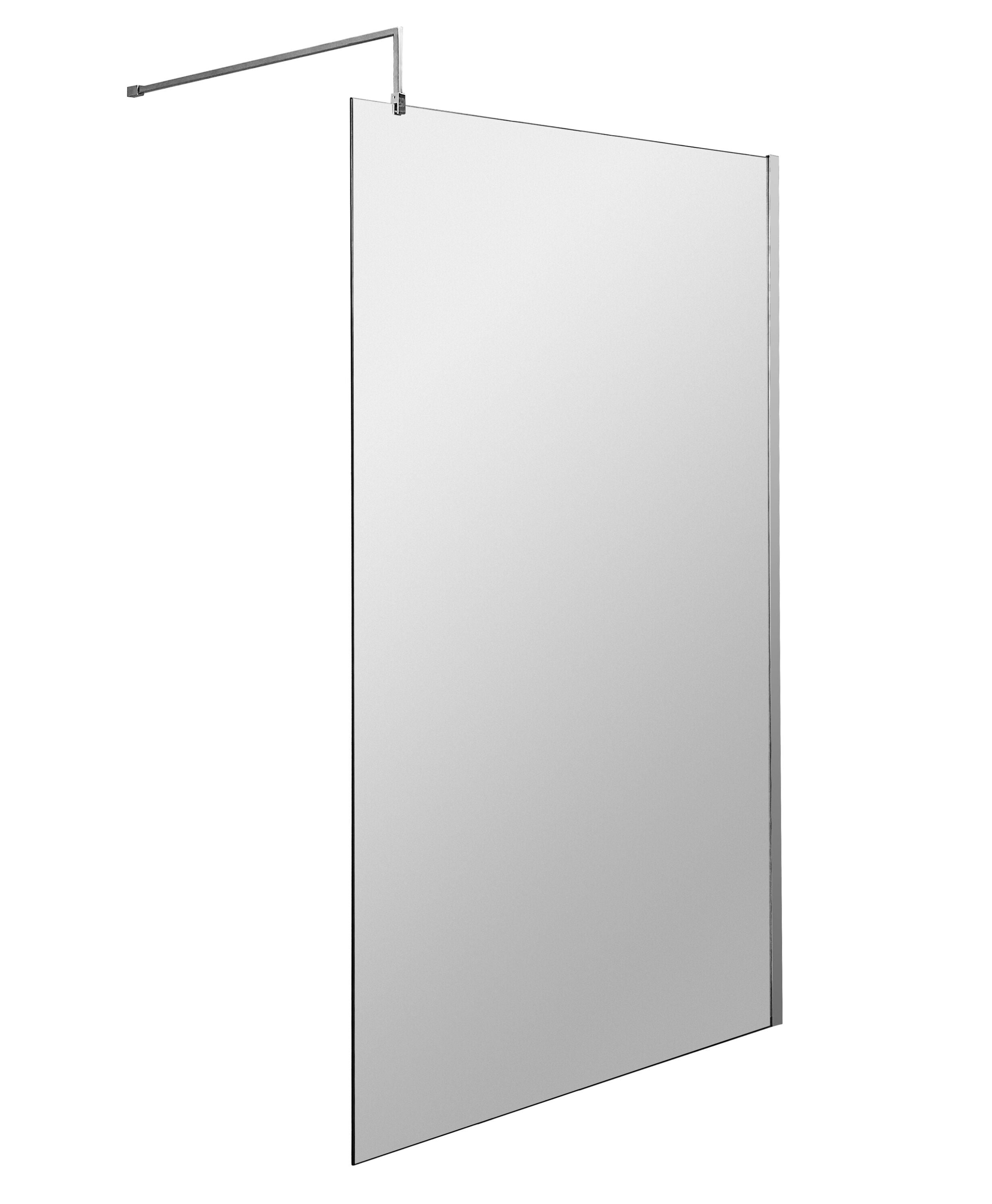 Nuie 1100mm Semi-Frameless Chrome Wetroom Screen With Support Bar