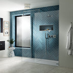 Nuie 898mm Semi-Frameless Chrome Wetroom Screen With Support Bar