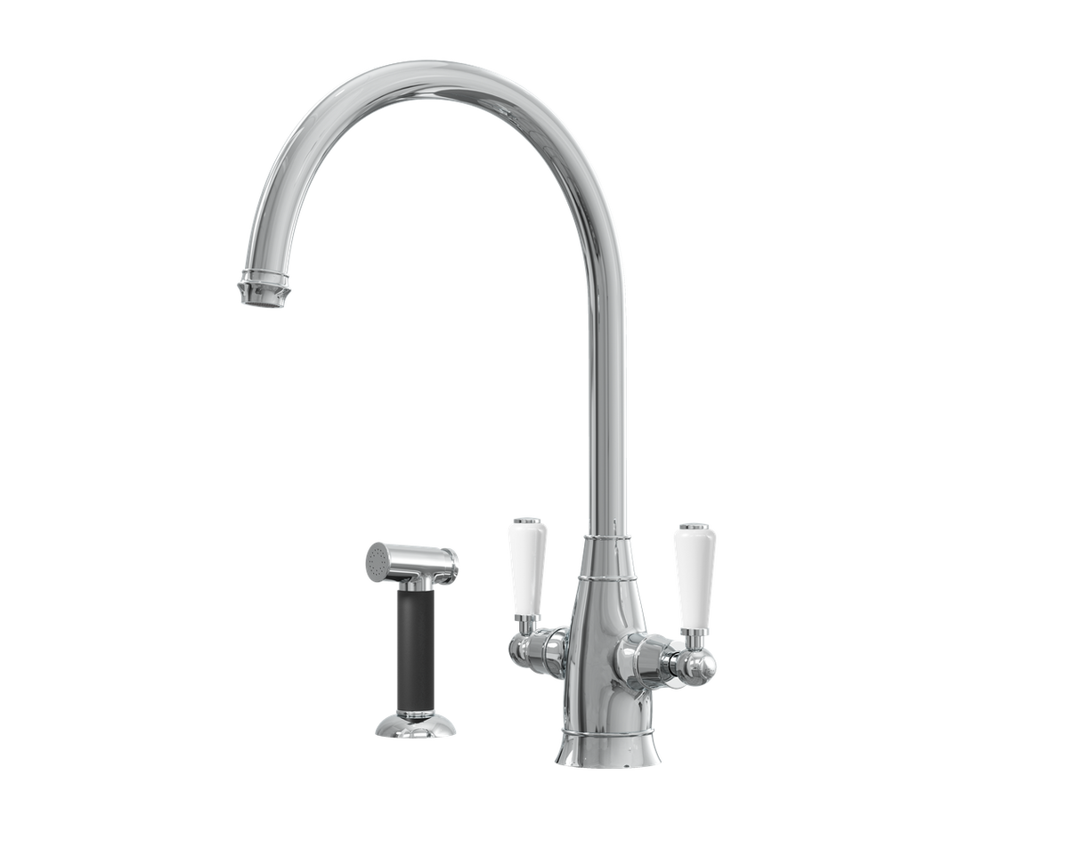 Verossi | Oswald| Traditional Dual Lever Kitchen tap | Chrome
