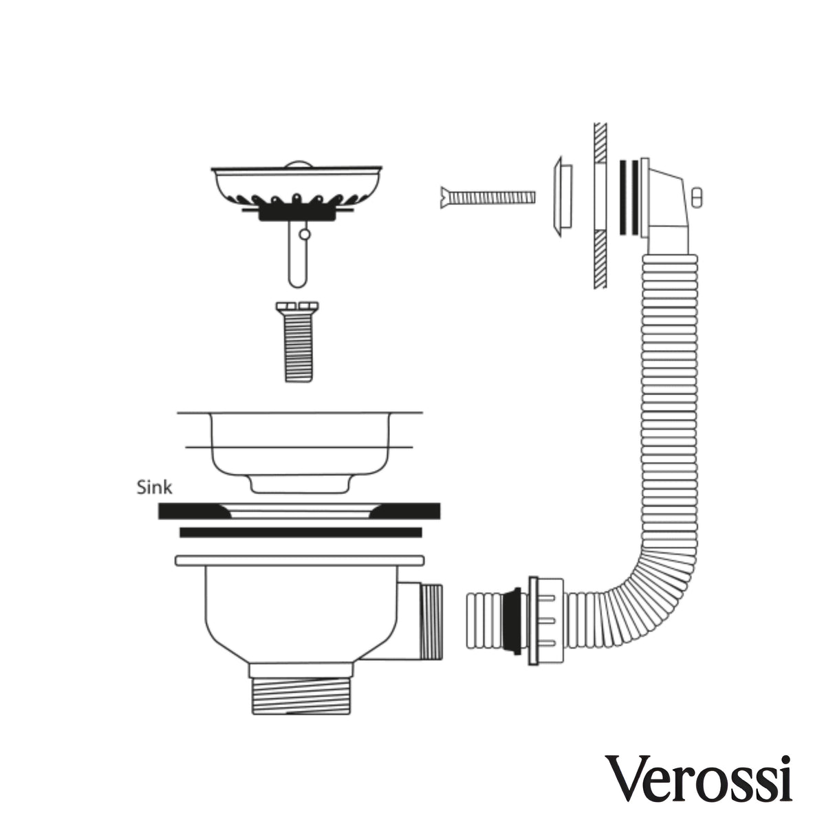 Elite | Basket Strainer Kitchen Sink Waste with Round & Rectangular Overflow Plates | Copper Finish