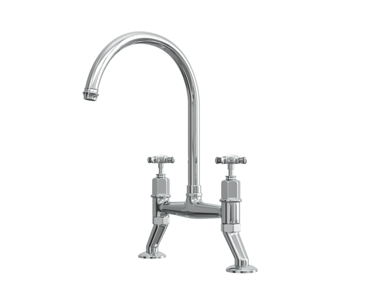 Verossi |Alton | Crosshead Trad Bridge Mixer Tap| Chrome