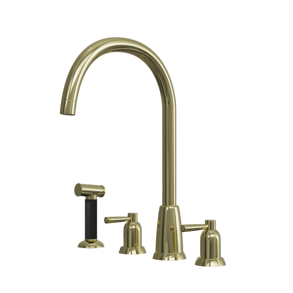 Verossi |Cuthbert| Classic 4TH Kitchen Mixer Tap| Polished Brass