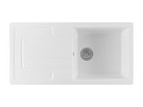 Verossi | Fireclay | 1.0 Bowl Kitchen Sink | Inset with drainer | Chrome Strainer Waste Supplied | 1000 x 500 mm | White Ceramic