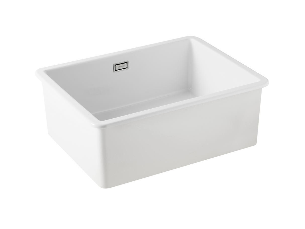 Verossi | Fireclay | 1.0 Bowl Kitchen Sink | Inset or Undermounted | Chrome Strainer Waste Supplied | 595x460mm | White Ceramic