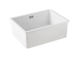 Verossi | Fireclay | 1.0 Bowl Kitchen Sink | Inset or Undermounted | Chrome Strainer Waste Supplied | 595x460mm | White Ceramic