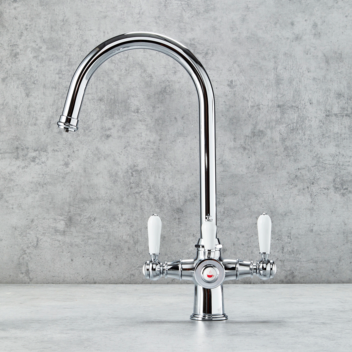 Verossi Polished Chrome White Handles Traditional Tap